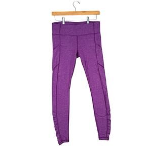 Lululemon Speed Tight IV Rulu Legging | Purple Ruched Warm Pockets Run | 8
